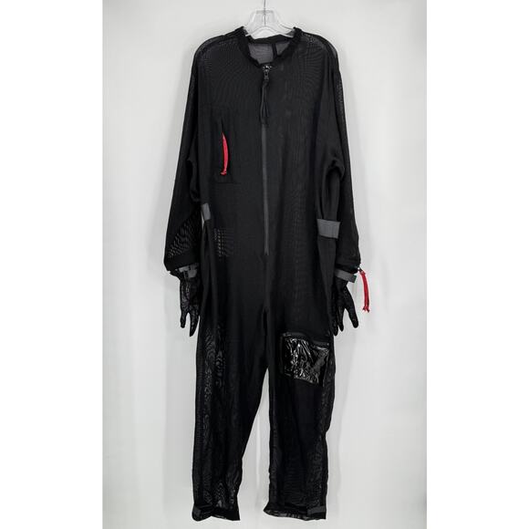 Dolls Kill Pants - Darker Wavs Dolls Kill Black Mesh Grunge Punk Zip Up Utility Jumpsuit Sz XL